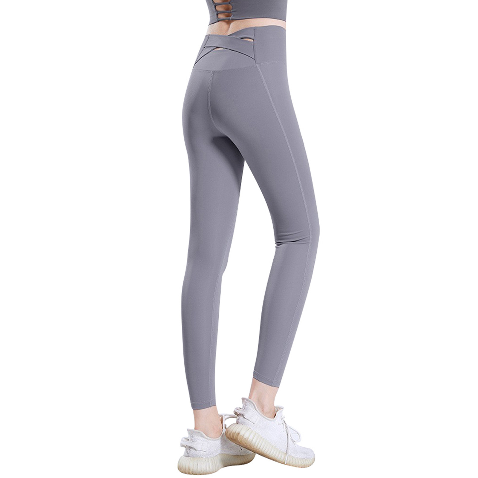Mallas de compresión para running, yoga y fitness de color liso para mujer, que realzan los glúteos.